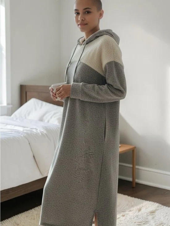 Cuddl Duds Medium Cozy Hooded Lounge Dress NWOT Ultra Soft Buttery Feel - Picture 8 of 9